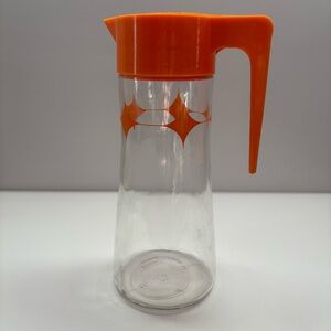 Vintage 1960’s Anchor Hocking Orange Atomic Starburst Carafe Juice Pitcher 1 QT
